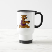 Crazy Cartoon Bear With Cell Phone Mugs
