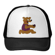 Crazy Cartoon Bear With Cell Phone Trucker Hat