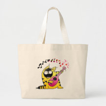 Crazy Cat Guitarist Canvas Bag