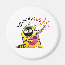 Crazy Cat Guitarist Refrigerator Magnet