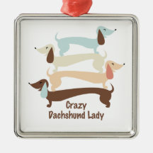 Crazy Dachshund Lady Ornament