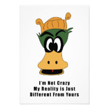 Crazy Green Cartoon Duck Different Reality Personalized Invite