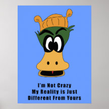 Crazy Green Cartoon Duck Different Reality Posters