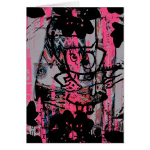 Crazy grunge graffiti postcard
