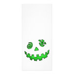 Crazy Jack O Lantern Pumpkin Face Green Customised Rack Card