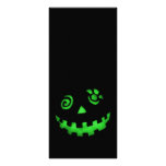 Crazy Jack O Lantern Pumpkin Face Green Full Colour Rack Card