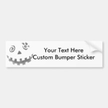 Crazy Jack O Lantern Pumpkin Face White Grey Bumper Sticker