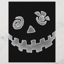 Crazy Jack O Lantern Pumpkin Face White Grey Flyers