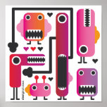 Crazy monsters on canvas poster