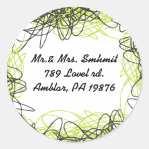 CRAZY MUSICAL NOTES Bar Mitzvah Sticker Seal Lime