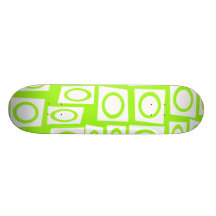 Crazy Neon Lime Green Fun Circle Square Pattern Custom Skateboard