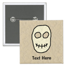 Cream and Black Skull. Primitive. Pins