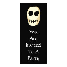 Cream and Black Skull. Primitive Style. Announcement