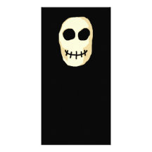 Cream and Black Skull. Primitive Style. Custom Photo Card