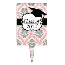 cream and grey tan damask bliss rectangle cake pick