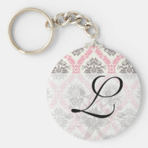 cream and grey tan damask bliss key chains