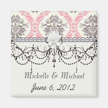 cream and grey tan damask bliss magnet
