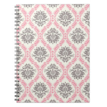 cream and grey tan damask bliss note books