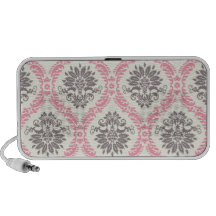 cream and grey tan damask bliss pattern design laptop speakers