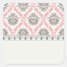 cream and grey tan damask bliss square stickers