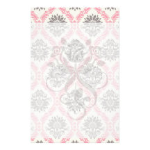 cream and grey tan damask bliss customised stationery