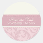 Cream and Pink Save the Date Envelope Seal Round Sticker