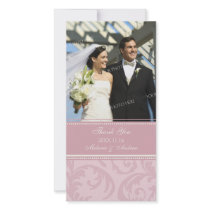 Cream and Pink Swirl Thank You Wedding Photo Cards