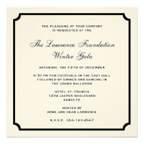 Cream black square frame corporate holiday formal invitations