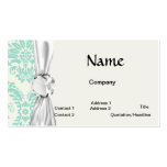 cream blue green damask pattern business card templates