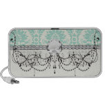 cream blue green damask pattern iPhone speaker