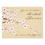 Cream / Brown Blossom Bridal Shower Invitation
