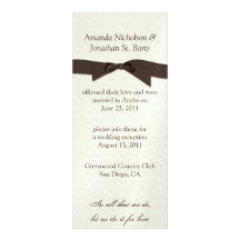 Cream Brown Ribbon Post Wedding Celebration Personalized Announcement