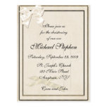 Cream Christening Invitation Postcards