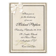 Cream Christening Invitation Postcards