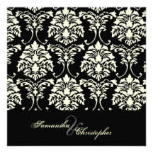Cream damask, custom wedding invitations
