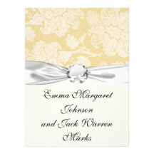cream ecru floral elegant damask announcement