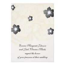 cream ecru floral elegant damask personalised invite