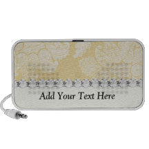 cream ecru floral elegant damask laptop speaker