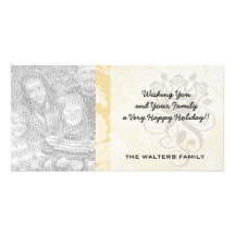 cream ecru floral elegant damask photo card template