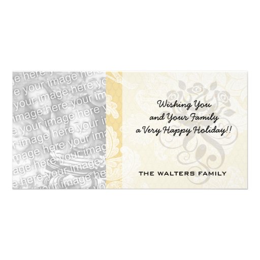 cream ecru floral elegant damask photo card template