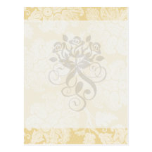 cream ecru floral elegant damask post cards