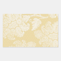 cream ecru floral elegant damask rectangular stickers