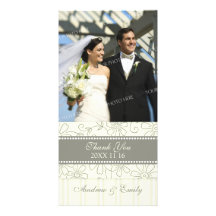 Cream Floral Thank You Wedding Photo Cards