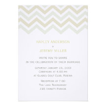 Cream & Grey Chevron Wedding Invitation