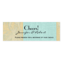 Cream Linen Blue Palm Trees Wedding Drink Tickets Business Cards
