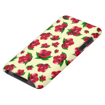 Cream & Red Rose Pattern iPod Touch Covers
