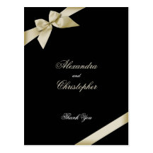 Cream Ribbon Thank You Post Cards
