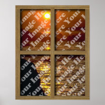 Create Your Own Window With Brown Wooden Frame Print