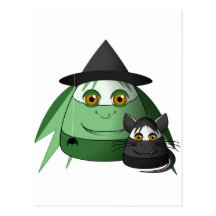 Creepy Candy Corn Witch And Cat Post Cards