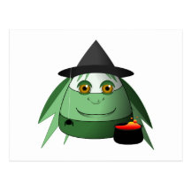 Creepy Candy Corn Witch Post Card